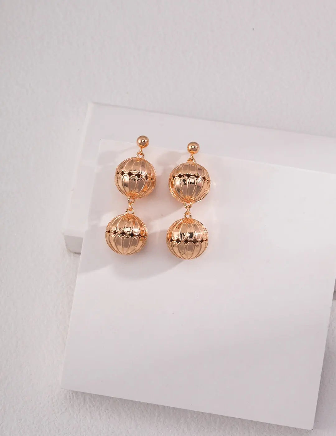 Hollow Pattern Ball Drop Earrings-0