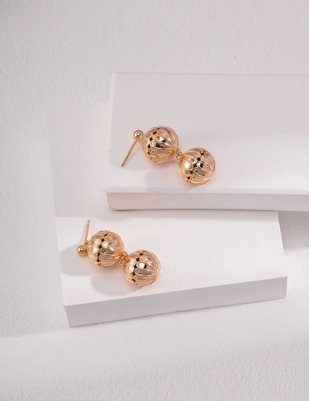 Hollow Pattern Ball Drop Earrings-1