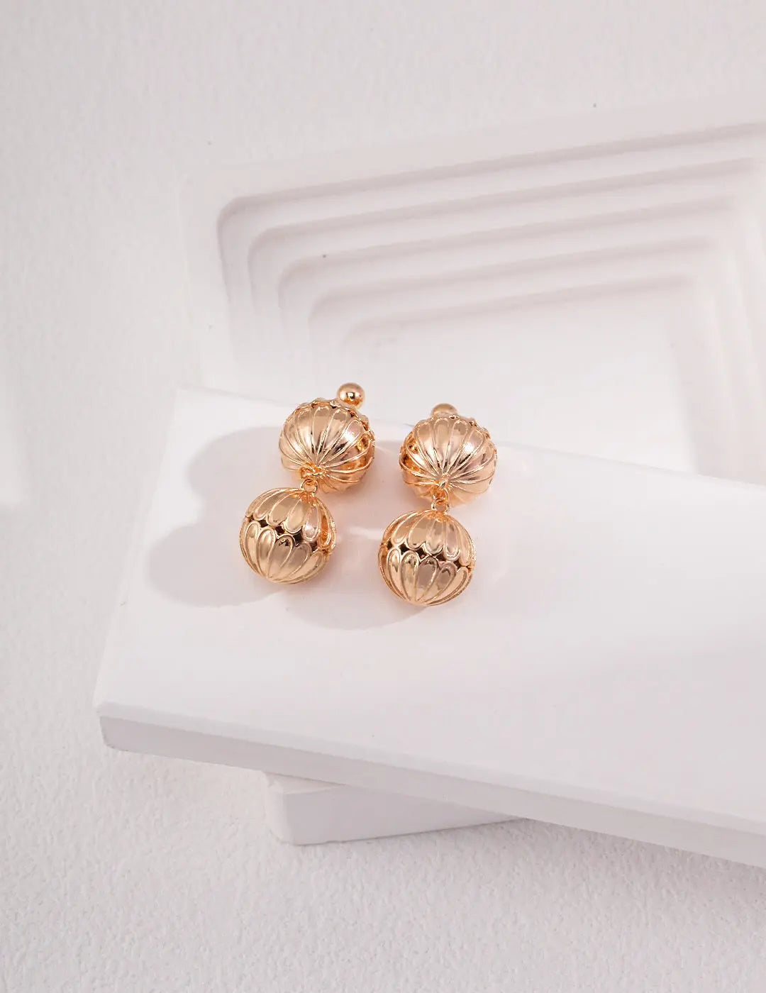 Hollow Pattern Ball Drop Earrings-2