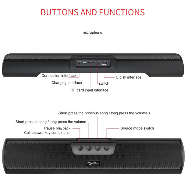 Home Bluetooth 5.0 Speaker Extended Edition Desktop Wall mounted Wireless Speaker Bass Cannon Speaker Supports USB TF - Memoriex 