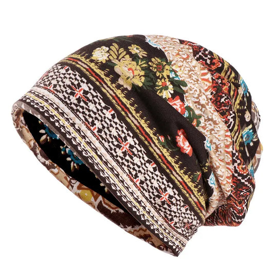 Hooded women's cotton printed versatile sun protection hat - Memoriex 