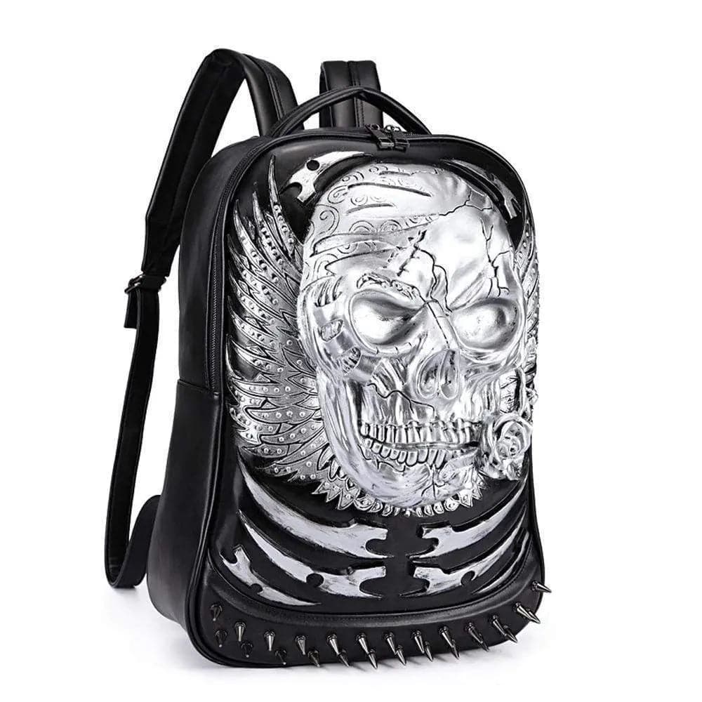 Hoody Hoodie 3D Skull Ghost Backpack Rivets Punk Travelling Rucksack Computer Bags-4