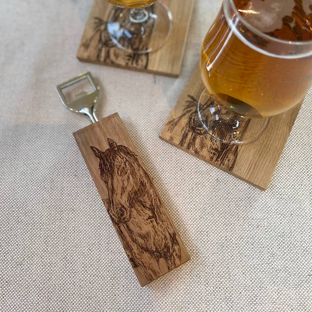 Horse Portrait Oak Bottle Opener-1