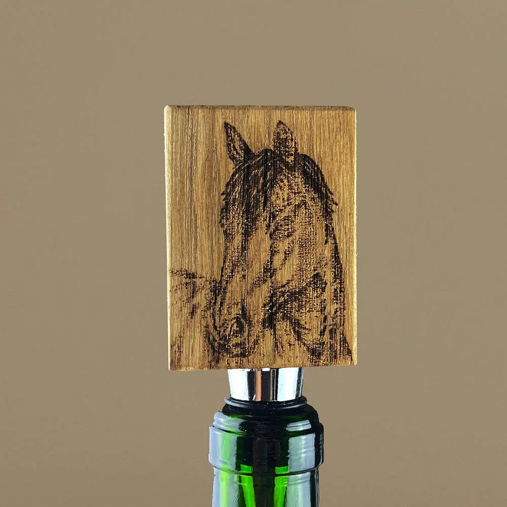 Horse Portrait Oak Bottle Stopper-0