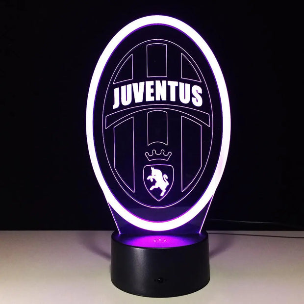 Hot 7 Colors Change Innovative Football Club 3D LED Night Light for Italy Juventus Club LED Touch Lamp Novelty Gifts USB Lampara - Memoriex 