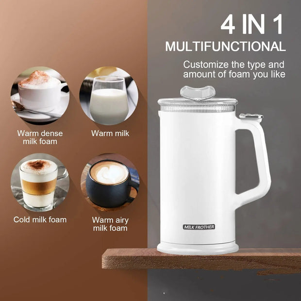 Hot And Cold Double Electric Milk Frother Coffee Latte - Memoriex 