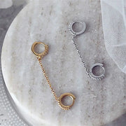 Huitan One PCS Hot Sale Two Hole Piercing Earrings for Women Brilliant Crystal Zircon 3 Metal Color Chain Earring Party Jewelry - Memoriex 