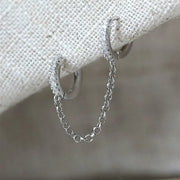 Huitan One PCS Hot Sale Two Hole Piercing Earrings for Women Brilliant Crystal Zircon 3 Metal Color Chain Earring Party Jewelry - Memoriex 