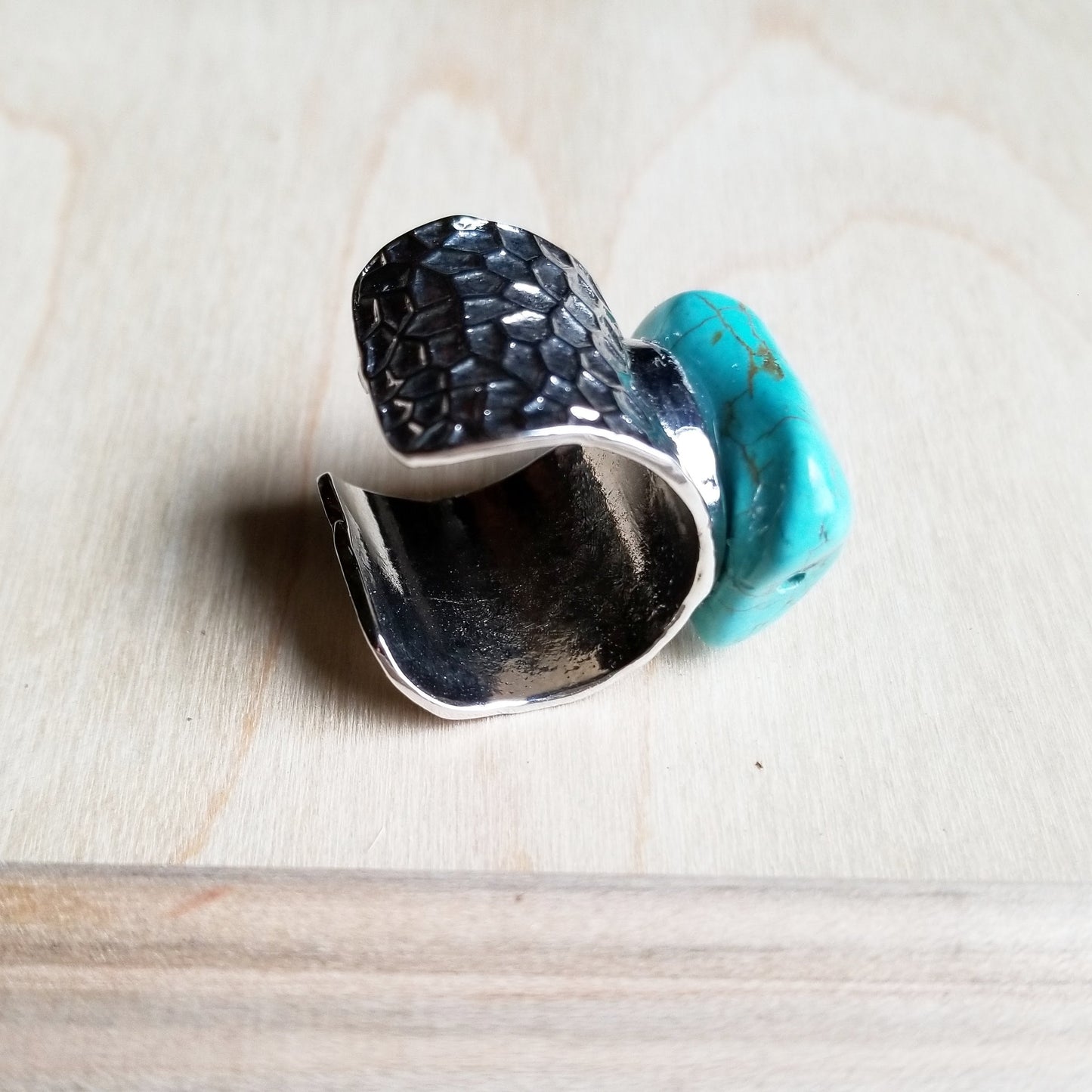 **Turquoise Chunk on Cuff Ring  012o by The Jewelry Junkie-2