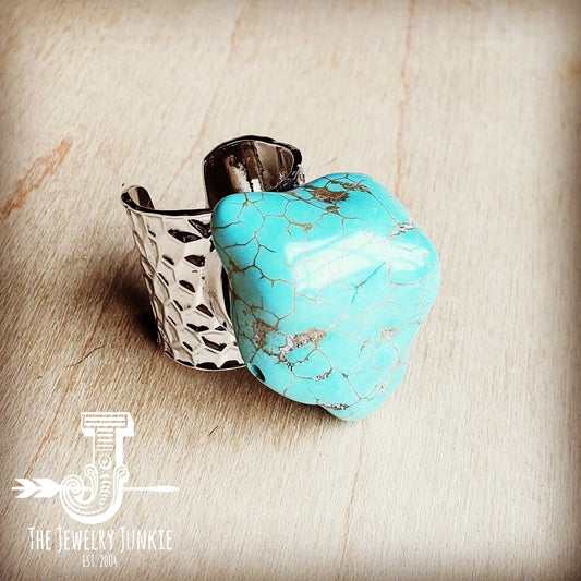 **Turquoise Chunk on Cuff Ring  012o by The Jewelry Junkie-0