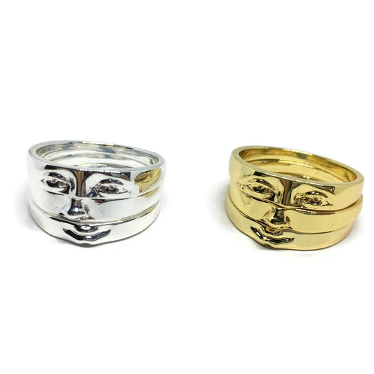 Art Deco Face Ring Set-0