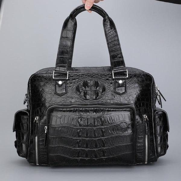 Crocodile Leather Shopper Business Handbag-0