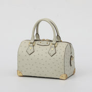 Womens Genuine Ostrich Skin Leathe Top Handle Pillow Bag-3