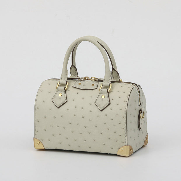 Womens Genuine Ostrich Skin Leathe Top Handle Pillow Bag-3