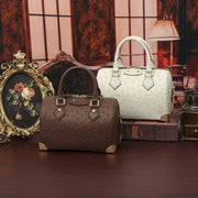 Womens Genuine Ostrich Skin Leathe Top Handle Pillow Bag-0