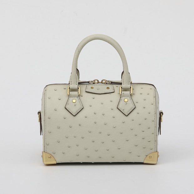 Womens Genuine Ostrich Skin Leathe Top Handle Pillow Bag-1