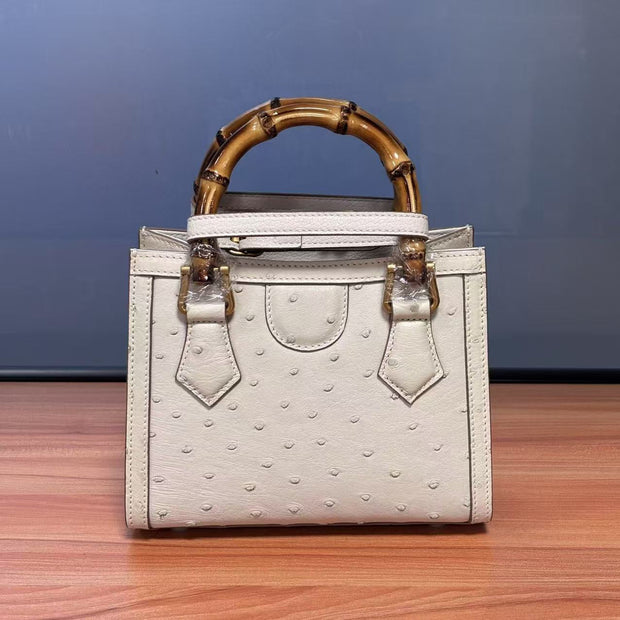 Ostrich Leather Nano Top Handle Cross Body Bag-5
