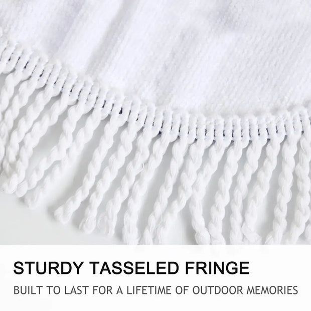 Indian Round Beach Towel Boho Tassel Mandala Lotus Tapestry Yoga Mat Toalla Floral Black and White Blanket 150cm - Memoriex 