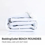 Indian Round Beach Towel Boho Tassel Mandala Lotus Tapestry Yoga Mat Toalla Floral Black and White Blanket 150cm - Memoriex 