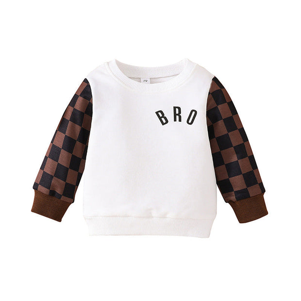 Infants And Toddlers Fall Long-sleeved Tops Fashion Plaid Sweatshirt - Memoriex 