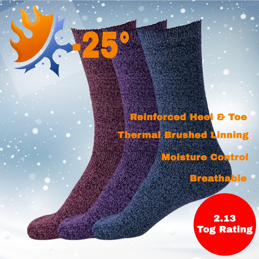 Ladies Heated Thermal Socks - Pack of 3 - AT291-0