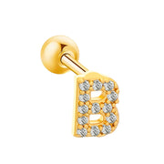 Inlaid Zircon 26 English Letters Ear Bone Stud Retro Personality Alloy Letter Thread Stud Earrings Ear Piercing - Memoriex 