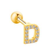 Inlaid Zircon 26 English Letters Ear Bone Stud Retro Personality Alloy Letter Thread Stud Earrings Ear Piercing - Memoriex 