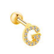 Inlaid Zircon 26 English Letters Ear Bone Stud Retro Personality Alloy Letter Thread Stud Earrings Ear Piercing - Memoriex 