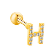 Inlaid Zircon 26 English Letters Ear Bone Stud Retro Personality Alloy Letter Thread Stud Earrings Ear Piercing - Memoriex 