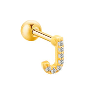 Inlaid Zircon 26 English Letters Ear Bone Stud Retro Personality Alloy Letter Thread Stud Earrings Ear Piercing - Memoriex 