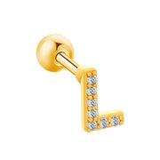 Inlaid Zircon 26 English Letters Ear Bone Stud Retro Personality Alloy Letter Thread Stud Earrings Ear Piercing - Memoriex 