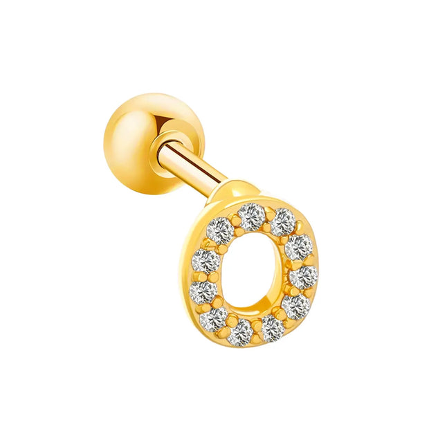 Inlaid Zircon 26 English Letters Ear Bone Stud Retro Personality Alloy Letter Thread Stud Earrings Ear Piercing - Memoriex 