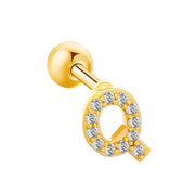 Inlaid Zircon 26 English Letters Ear Bone Stud Retro Personality Alloy Letter Thread Stud Earrings Ear Piercing - Memoriex 