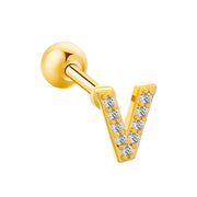 Inlaid Zircon 26 English Letters Ear Bone Stud Retro Personality Alloy Letter Thread Stud Earrings Ear Piercing - Memoriex 