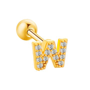 Inlaid Zircon 26 English Letters Ear Bone Stud Retro Personality Alloy Letter Thread Stud Earrings Ear Piercing - Memoriex 