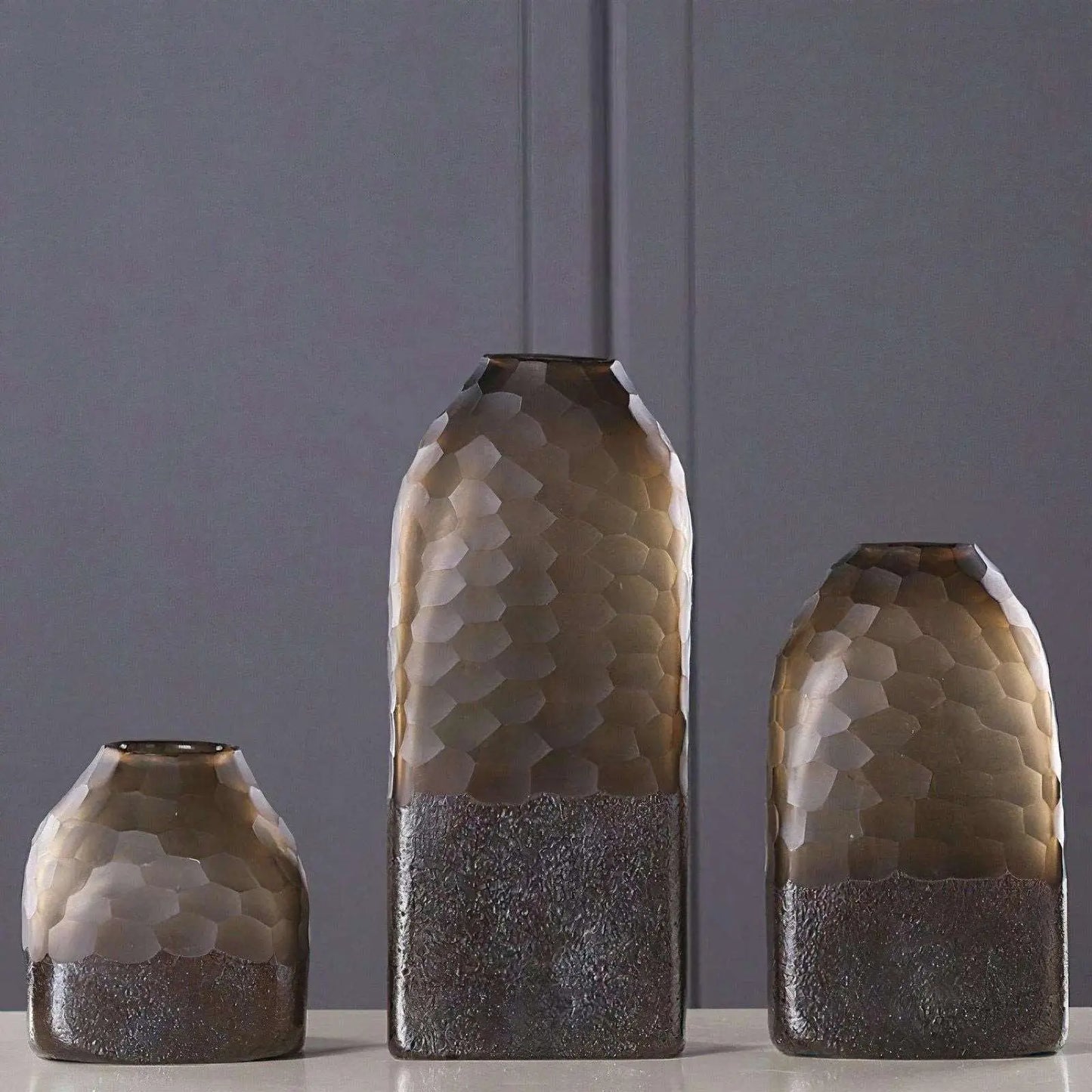 Iren Brown Fish Scale Glass Vase - Memoriex 