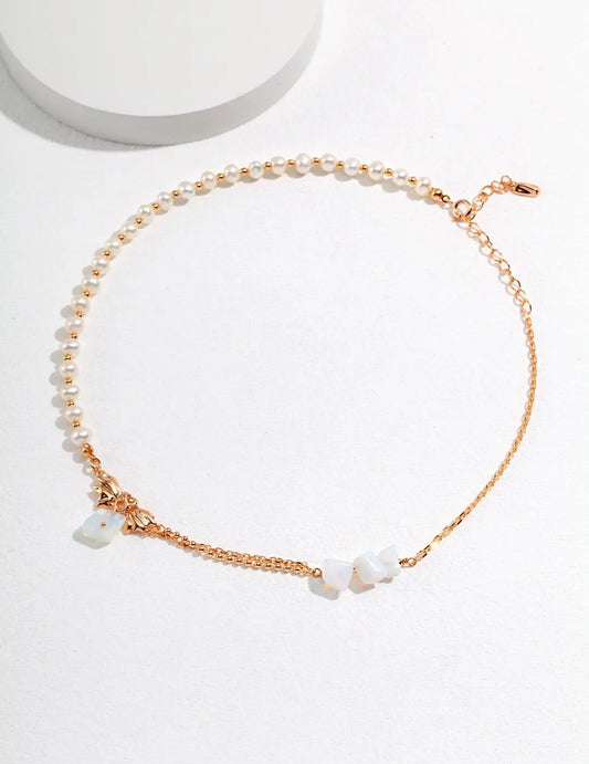 Irregular Design Opal Pearl Necklace-0