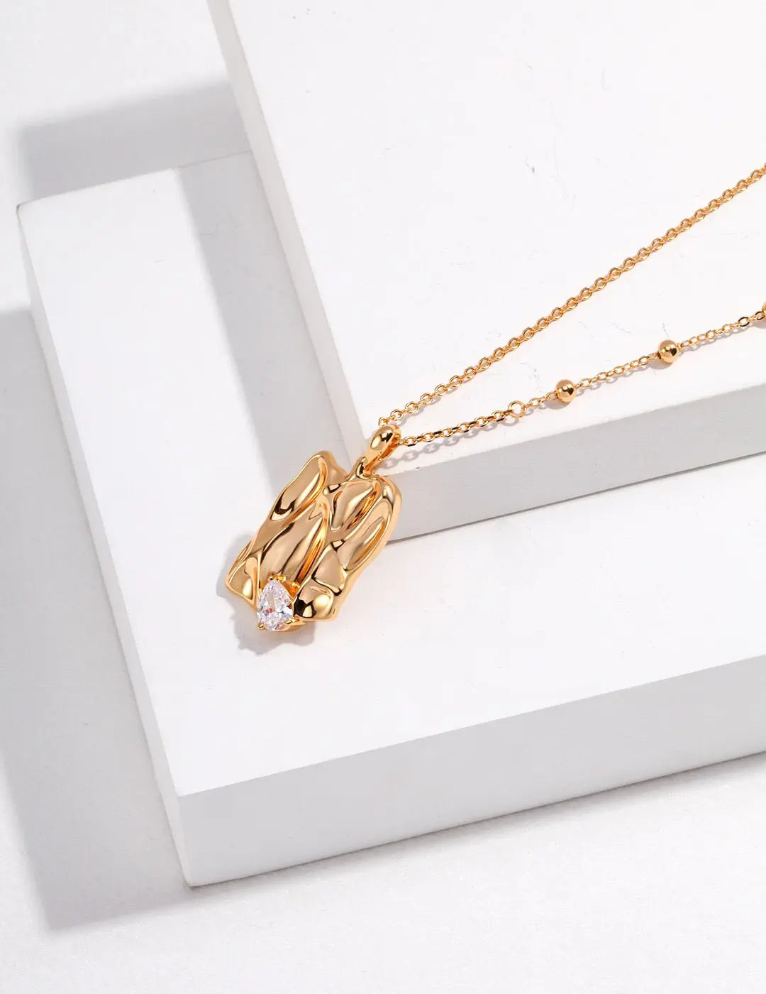 Irregular Metal Style Zircon Necklace-2