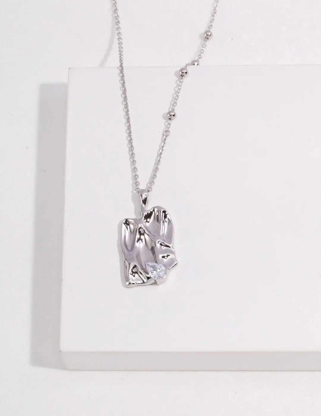 Irregular Metal Style Zircon Necklace-3