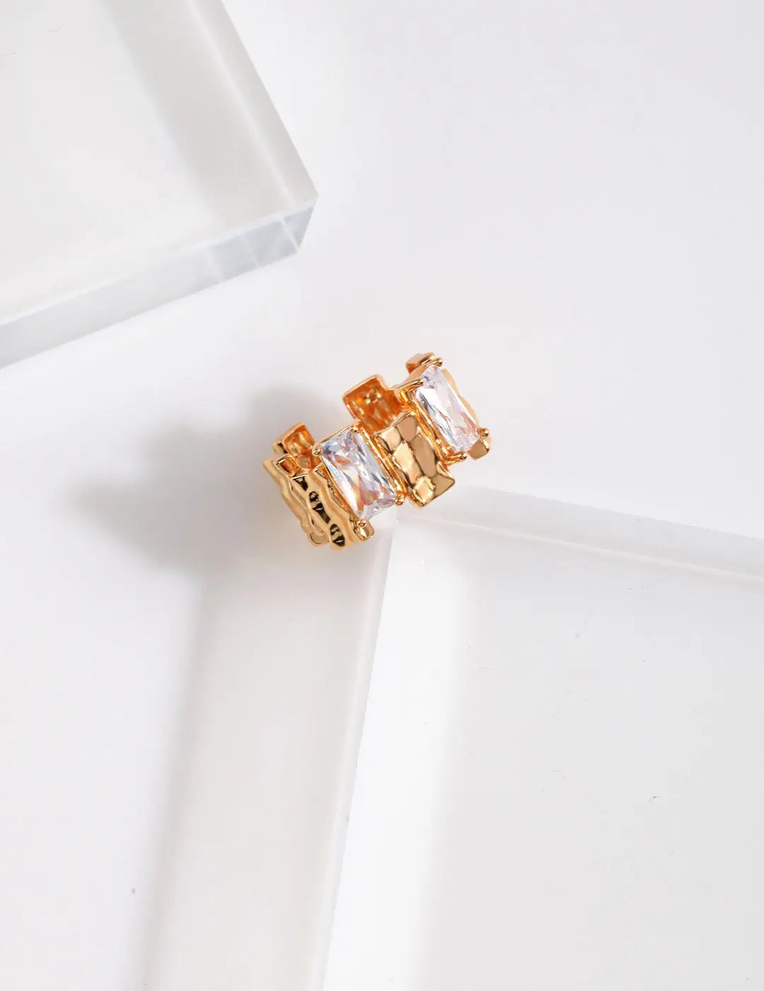 Irregular Rectangular Zircon Open Ring-0