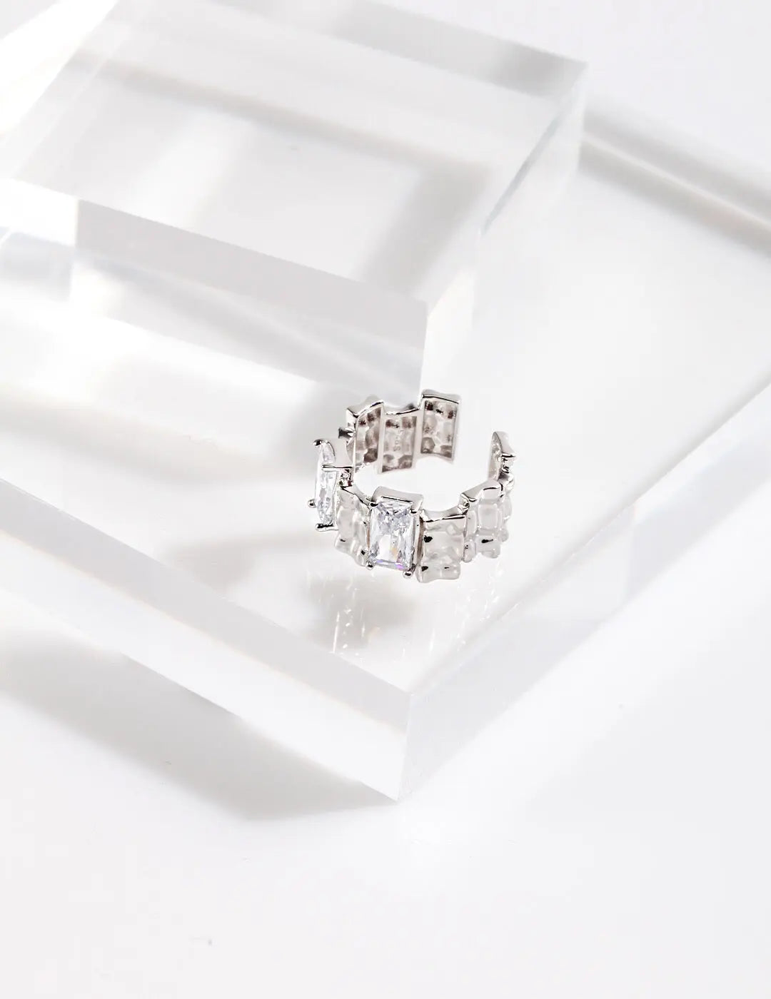 Irregular Rectangular Zircon Open Ring-2