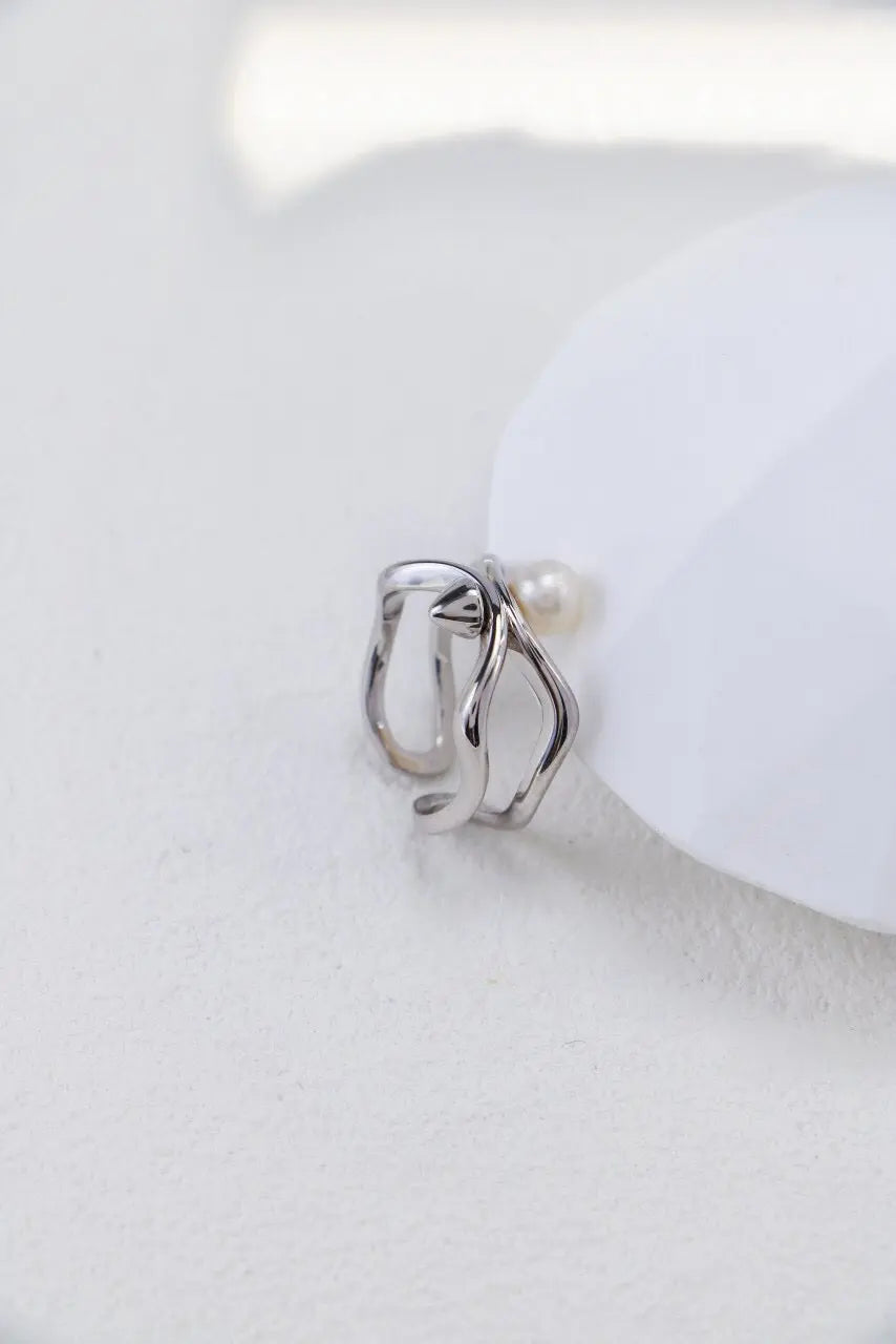 Irregular Simple Pearl Open Ring-3