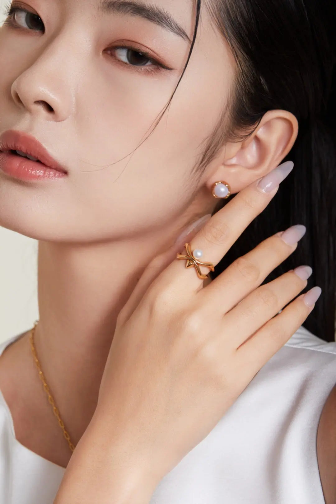 Irregular Simple Pearl Open Ring-6