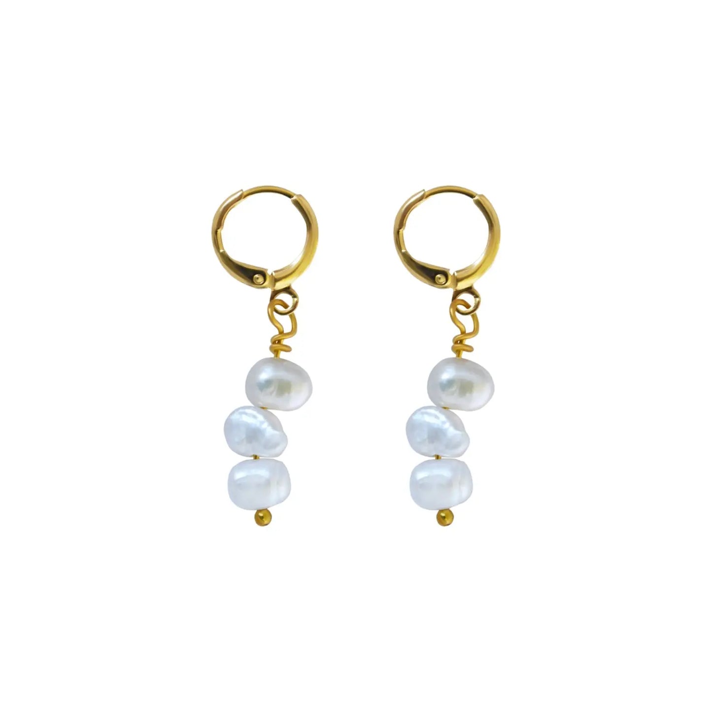 Irregular white freshwater pearl earrings - Memoriex