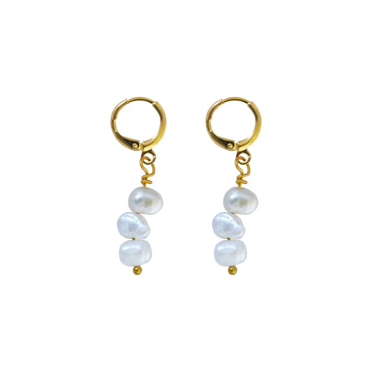 Irregular white freshwater pearl earrings - Memoriex