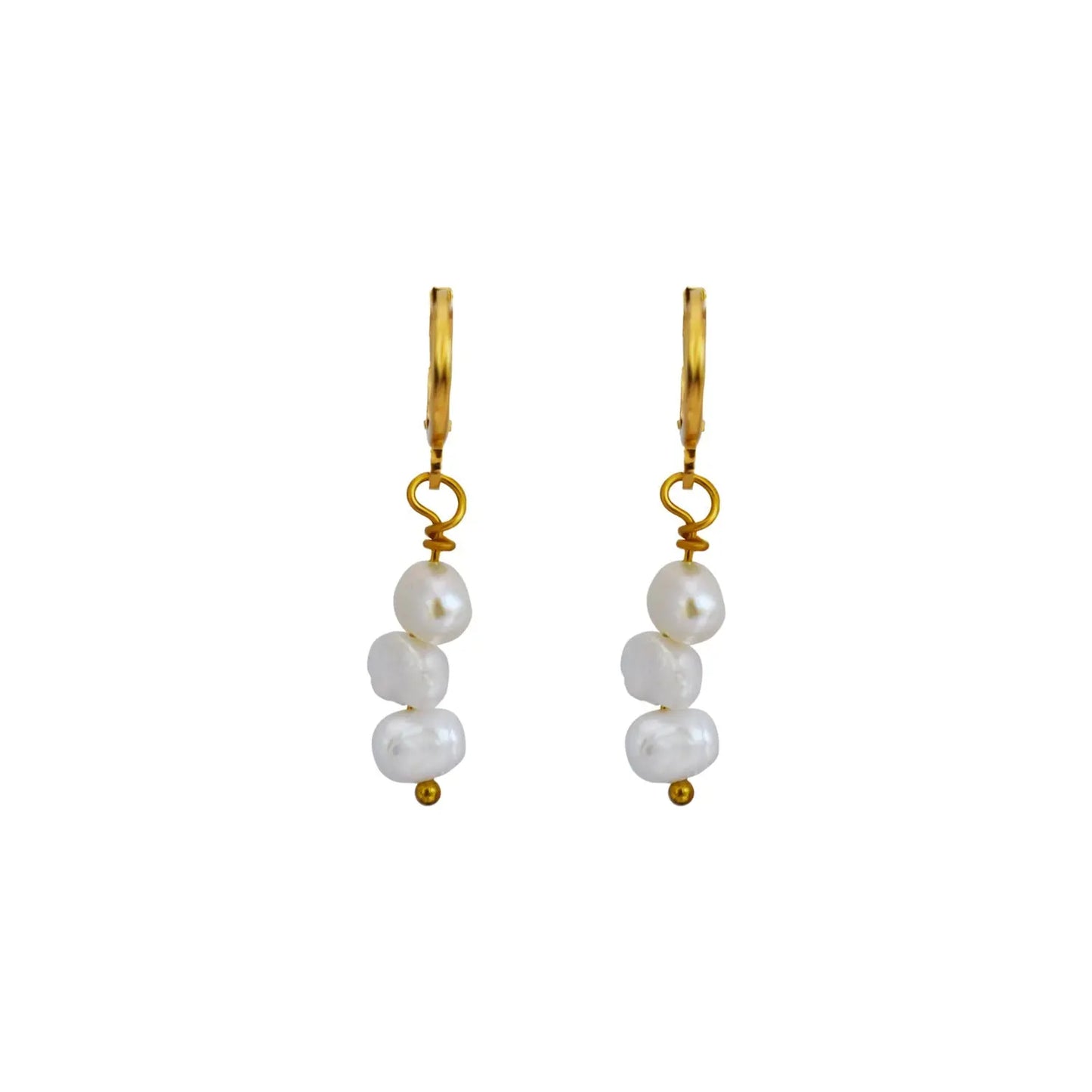 Irregular white freshwater pearl earrings - Memoriex