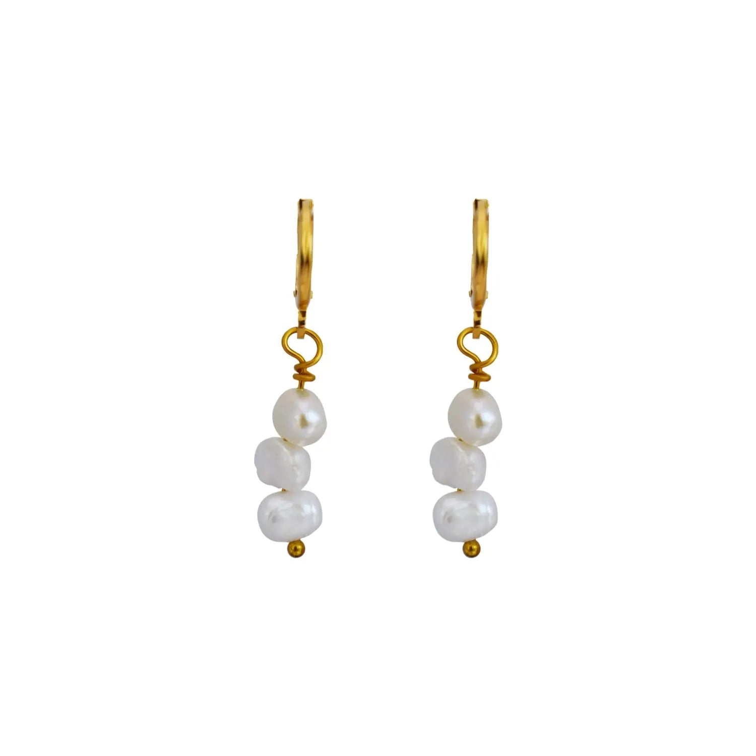 Irregular white freshwater pearl earrings - Memoriex