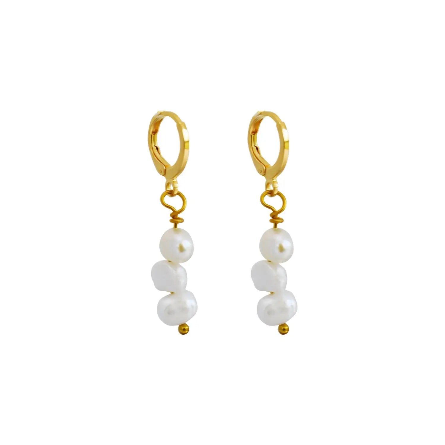 Irregular white freshwater pearl earrings - Memoriex