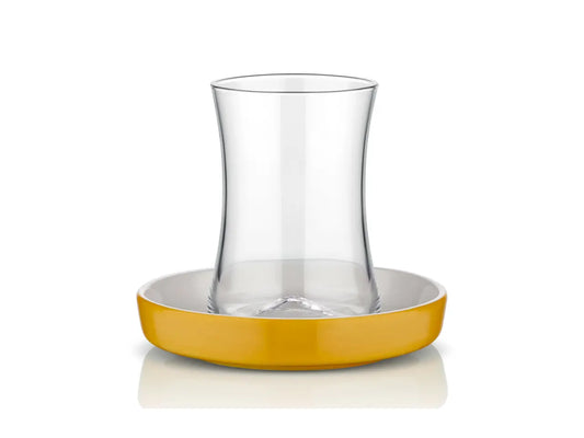 Istanbul Tiryaki Tea Glass and Saucer - Yellow - Memoriex 