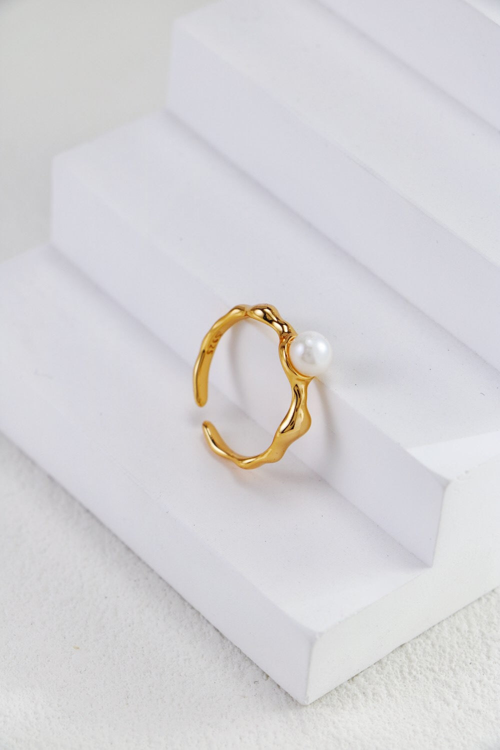 Minimalist Pearl Open Ring-0